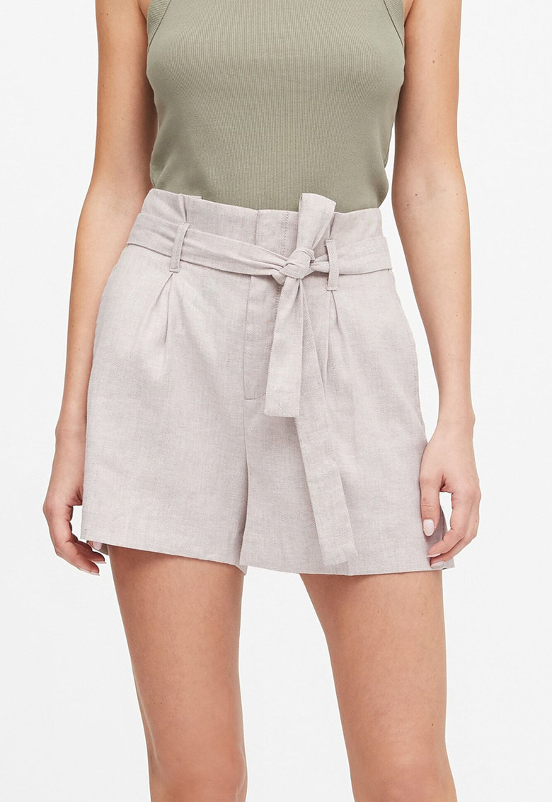 Pantaloni scurti din amestec de in - cu talie inalta