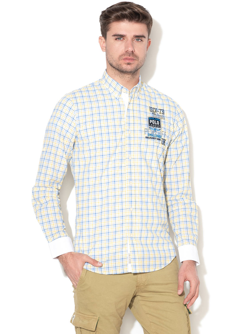 Camasa cu model in carouri si broderie logo