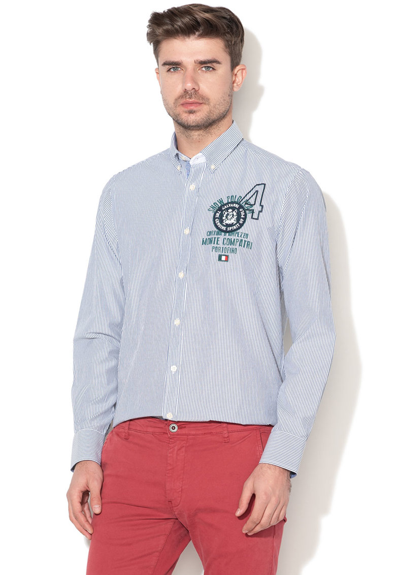 Camasa cu model in dungi si aplicatie logo