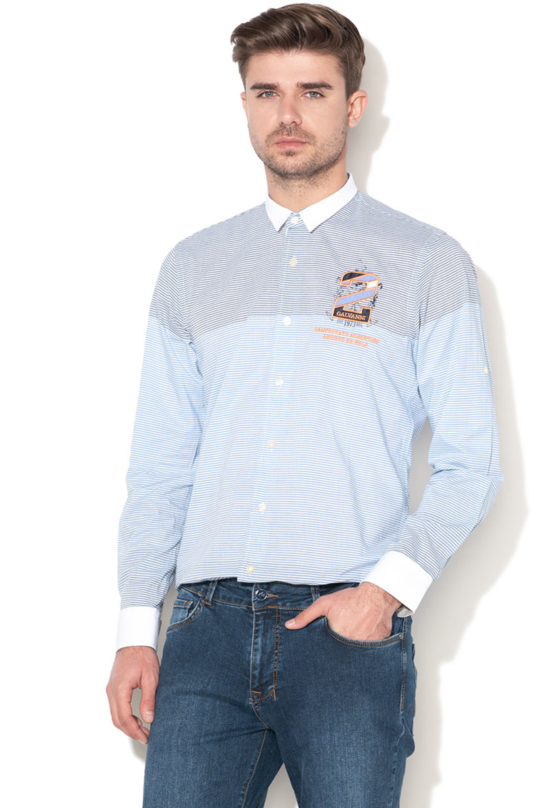 Camasa cu model in dungi si broderie Anvik